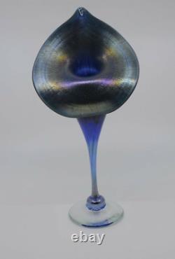John Barber & Gavin Heath Studio Art Glass Iridescent Blue JITP Vase