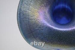 John Barber & Gavin Heath Studio Art Glass Iridescent Blue JITP Vase