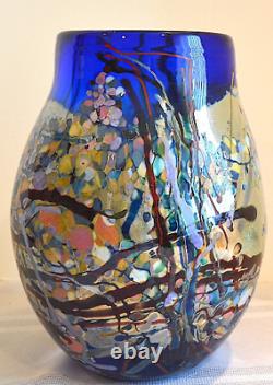 John Gerletti Signed Art Glass Freeform Hand Blown Large Abstract Vase