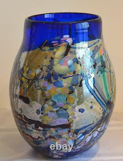 John Gerletti Signed Art Glass Freeform Hand Blown Large Abstract Vase