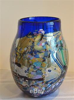 John Gerletti Signed Art Glass Freeform Nand Blown Large Abstract Vase