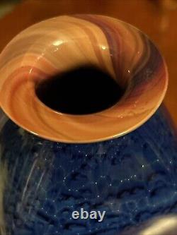 Josh Simpson Corona Vase Cobalt Blue New Mexico Glass Signed