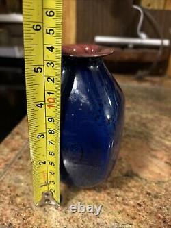 Josh Simpson Corona Vase Cobalt Blue New Mexico Glass Signed