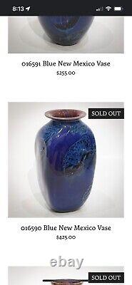 Josh Simpson Corona Vase Cobalt Blue New Mexico Glass Signed