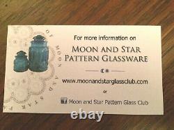 KANAWAH Glass Moon and Star Pattern SWUNG STRETCH VASE Blue Milk Slag End of Day