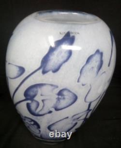 KOSTA BODA Floating Flowers Lotus Blue Vase by Olle Brozen Signed Numbered