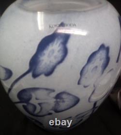 KOSTA BODA Floating Flowers Lotus Blue Vase by Olle Brozen Signed Numbered