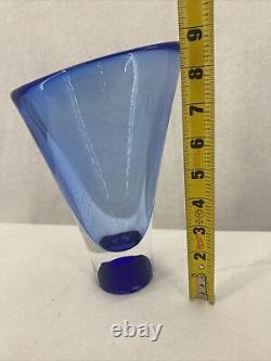 KOSTA BODA Vase Art Glass Blue Signed Numbered