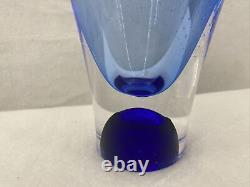 KOSTA BODA Vase Art Glass Blue Signed Numbered