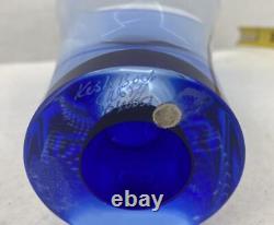 KOSTA BODA Vase Art Glass Blue Signed Numbered