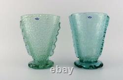 Karin Hammar for Stockholm Glasbruk. A pair of vases in turquoise art glass