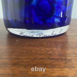 Karine Bouchard Blue Hand Blown Art Glass Vase Urn Wilbur Sapphire Seas Signed