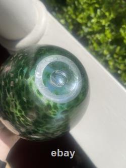 Ken & Ingrid Hanson Green & Blue Garden Milifiore Art Glass Vase Signed 7