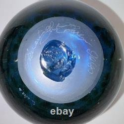 Ken and Ingrid Hanson Millefiori Poppy Vase 7.5 Blue & Iridescent Background