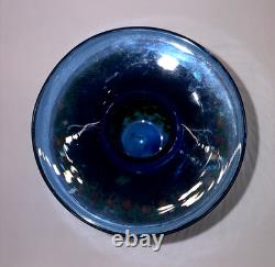 Ken and Ingrid Hanson Millefiori Poppy Vase 7.5 Blue & Iridescent Background