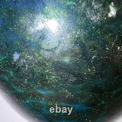 Ken and Ingrid Hanson Millefiori Poppy Vase 7.5 Blue & Iridescent Background