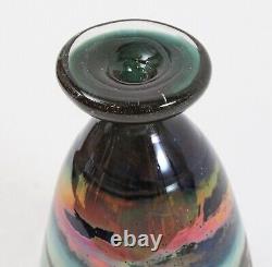 Kent Ipsen 1972 Vintage Studio Art Glass 7 1/4 Bud Vase Green Blue Orange