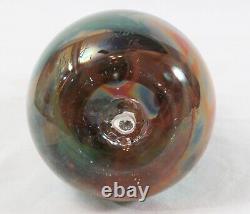 Kent Ipsen 1972 Vintage Studio Art Glass 7 1/4 Bud Vase Green Blue Orange