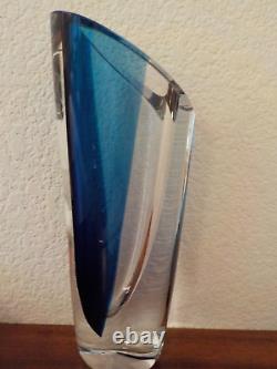 Kosta Boda, 11, Goran Warff, Signed, #d, Clear and Blue Art Glass Vase, Sweden