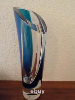 Kosta Boda, 11, Goran Warff, Signed, #d, Clear and Blue Art Glass Vase, Sweden