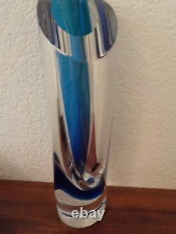 Kosta Boda, 11, Goran Warff, Signed, #d, Clear and Blue Art Glass Vase, Sweden
