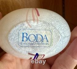 Kosta Boda Art Glass Vase Abstract Stripes White Pink Blue Green Modern