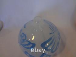 Kosta Boda Art Glass White Vase with Blue Butterflies- Olle Brozen sign number