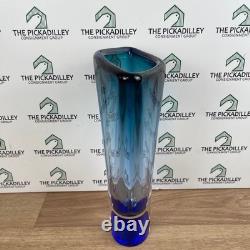 Kosta Boda Artists Choice Blue Teal Ombre Art Glass Vase Sweden 8.5 Inch