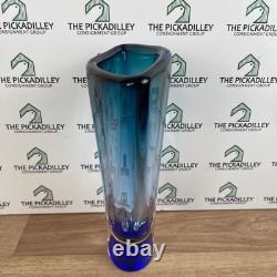 Kosta Boda Artists Choice Blue Teal Ombre Art Glass Vase Sweden 8.5 Inch