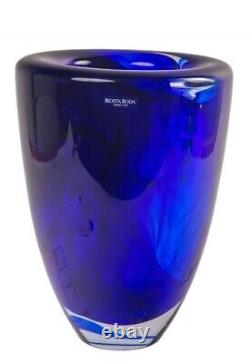 Kosta Boda Cobalt Blue Heavy Studio Art Glass Vase Sweden