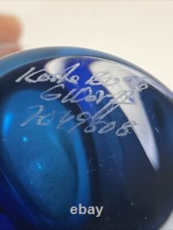Kosta Boda GORAN WARFF Signed Clear & Blue 9.5 tall Art Deco Glass Vase