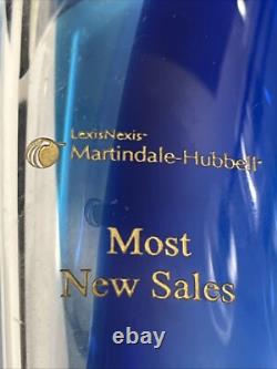 Kosta Boda GORAN WARFF Signed Clear & Blue 9.5 tall Art Deco Glass Vase