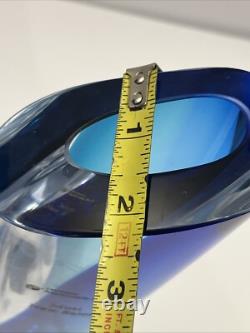 Kosta Boda GORAN WARFF Signed Clear & Blue 9.5 tall Art Deco Glass Vase