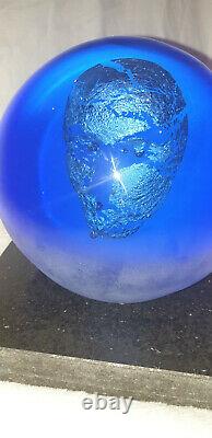 Kosta Boda Glass and Stone Sculpture, Bertil Vallien, Headman, Blue