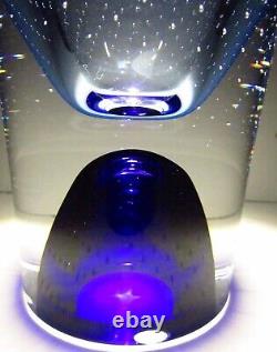 Kosta Boda Goran Warff Blue Vase Signed Numbered Art Glass Crystal SWEDEN