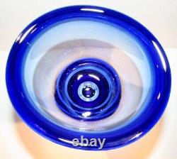 Kosta Boda Goran Warff Blue Vase Signed Numbered Art Glass Crystal SWEDEN