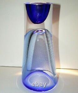 Kosta Boda Goran Warff Blue Vase Signed & Numbered Art Glass Crystal Zoom