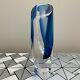 Kosta Boda Goran Warff Signed Clear & Blue Art Deco Glass Vase 49808 READ
