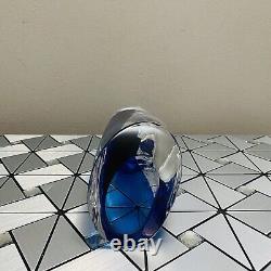 Kosta Boda Goran Warff Signed Clear & Blue Art Deco Glass Vase 49808 READ