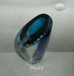 Kosta Boda Goran Warff Signed Saraband Art Glass Vase Blue LAKE LAS VEGAS RESORT