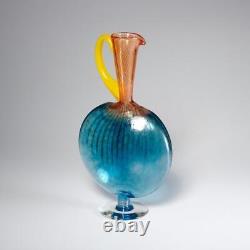 Kosta Boda Kjell Engman Blue Scandinavian Art Glass Bon Bon Vase Ewer 14.5