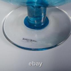 Kosta Boda Kjell Engman Blue Scandinavian Art Glass Bon Bon Vase Ewer 14.5