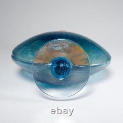 Kosta Boda Kjell Engman Blue Scandinavian Art Glass Bon Bon Vase Ewer 14.5