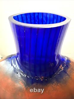 Kosta Boda Large Vase Kjell Engman Bon Bon Series Signed 49650 Blue Orange