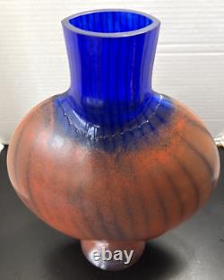 Kosta Boda Large Vase Kjell Engman Bon Bon Series Signed 49650 Blue Orange