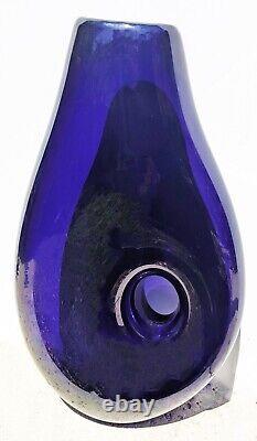 Kosta Boda Royal Blue Vase by Artist Mats Gustafson Signed-Numbered 16 Tall