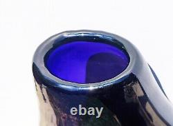 Kosta Boda Royal Blue Vase by Artist Mats Gustafson Signed-Numbered 16 Tall