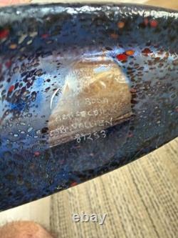 Kosta Boda Satellite Art Glass Bottle Vase Signed Bertil Vallien Sweden Blue