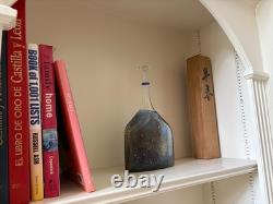 Kosta Boda Satellite Art Glass Bottle Vase Signed Bertil Vallien Sweden Blue
