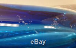 Kosta Boda Seaside Vase Cobalt Blue & Clear by Goran Warff SIGNED